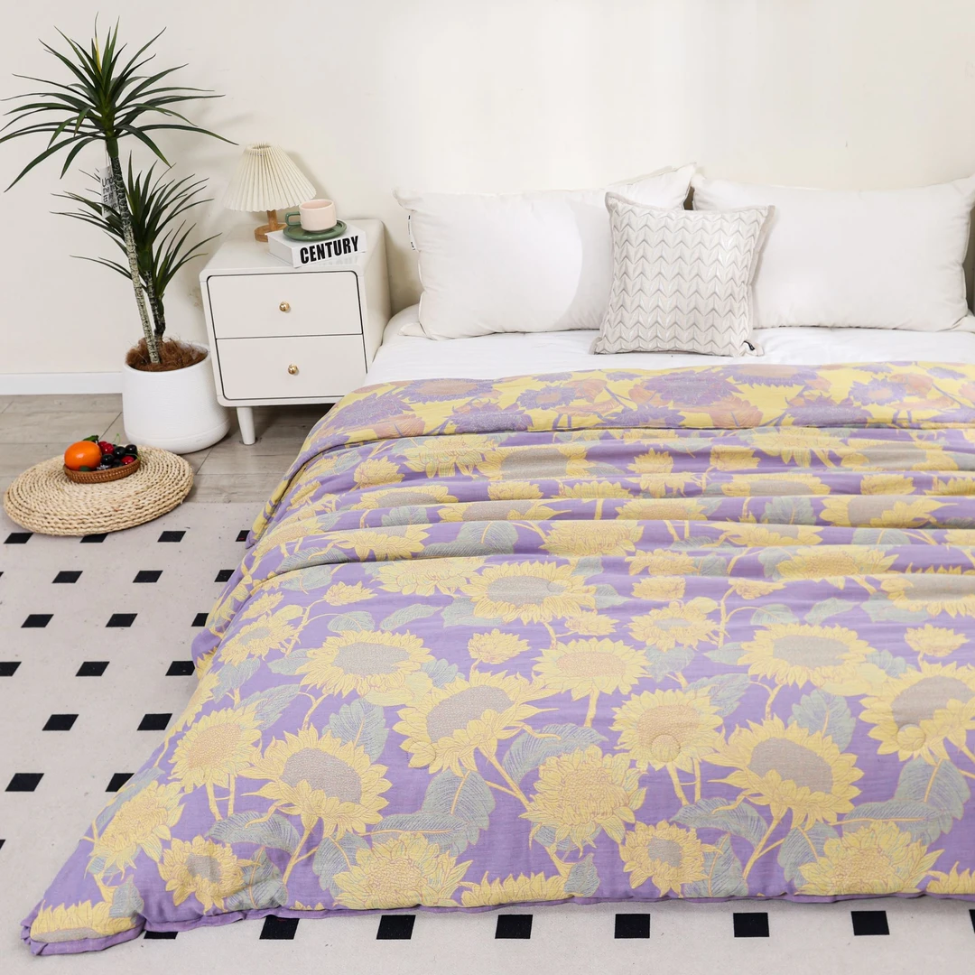 【金葵花-紫】纯棉双层秋冬被150*200cm