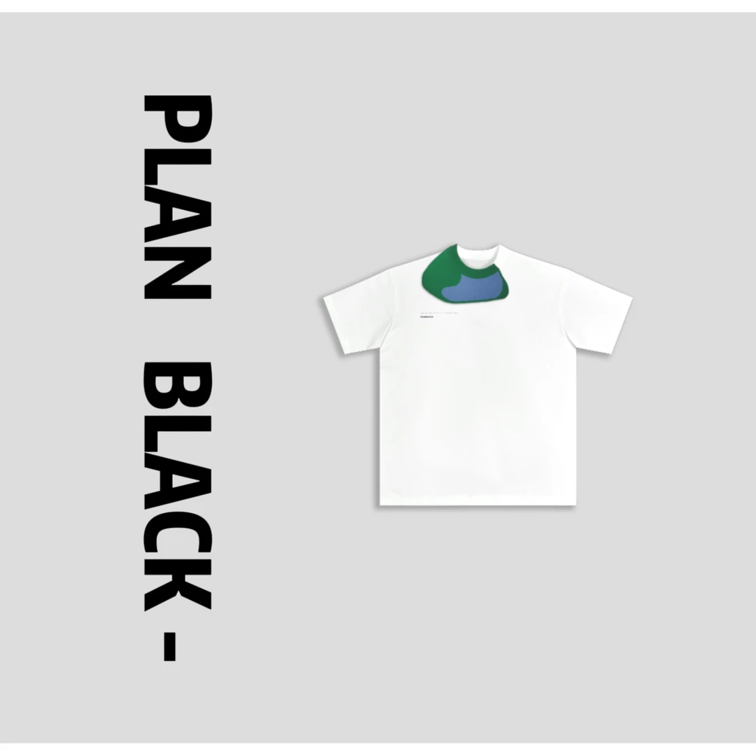 RICH陈发财【旅途】奇思妙想设计短袖针织领口不规则拼接T恤3701