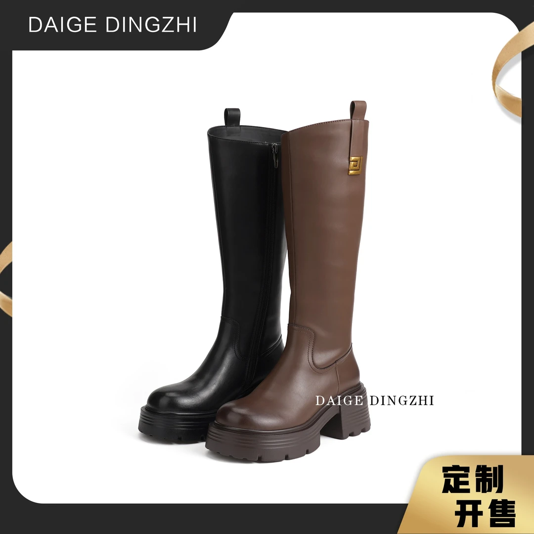 【欢喜】2023筒显瘦定制直筒长增高秋冬英伦风长靴*999-90