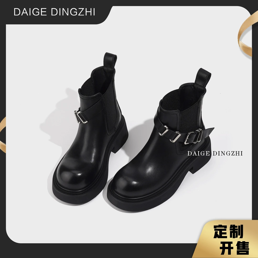 【凯瑟琳】秋冬弹力靴时尚搭扣精致百搭英伦风出行穿搭短靴*999-88