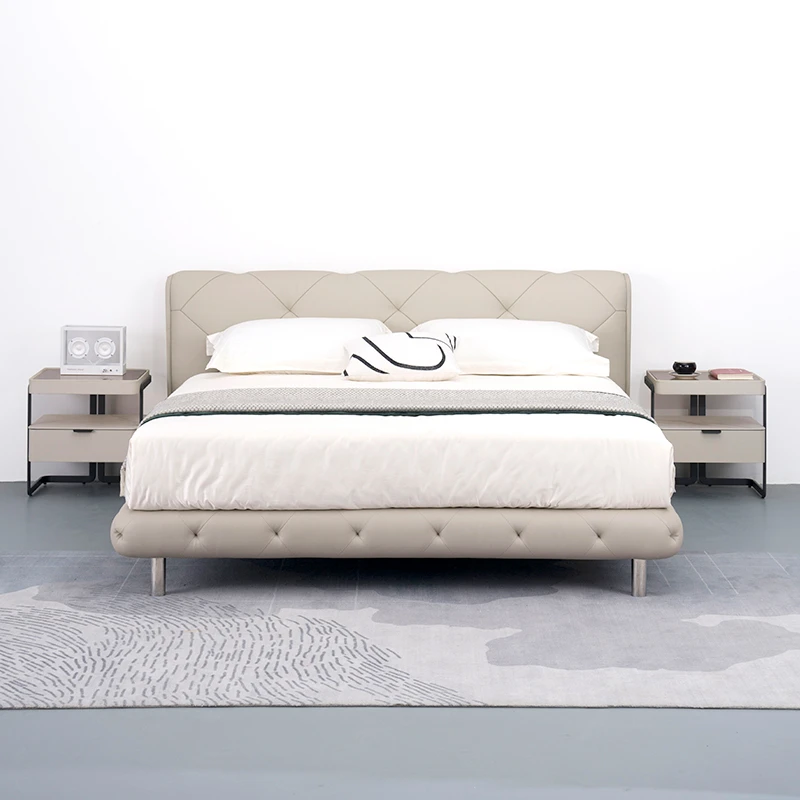 DAWOOD大屋轻奢意式家用主卧双人床意式极简菱格床A-C460