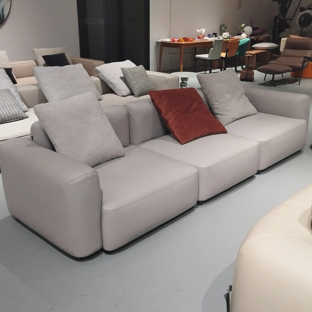 【孤品微瑕】云何住大屋意式极简客厅家用直排皮艺沙发A-SF2403