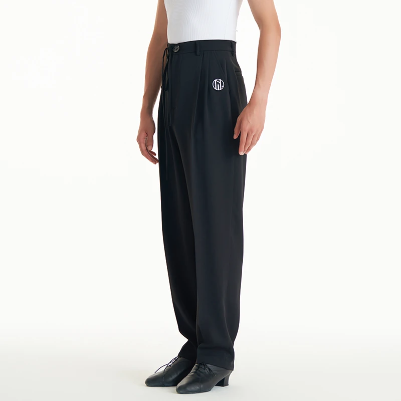 DUYQ2023男士017细抽绳系带长裤拉丁舞练功表演服黑灰两色