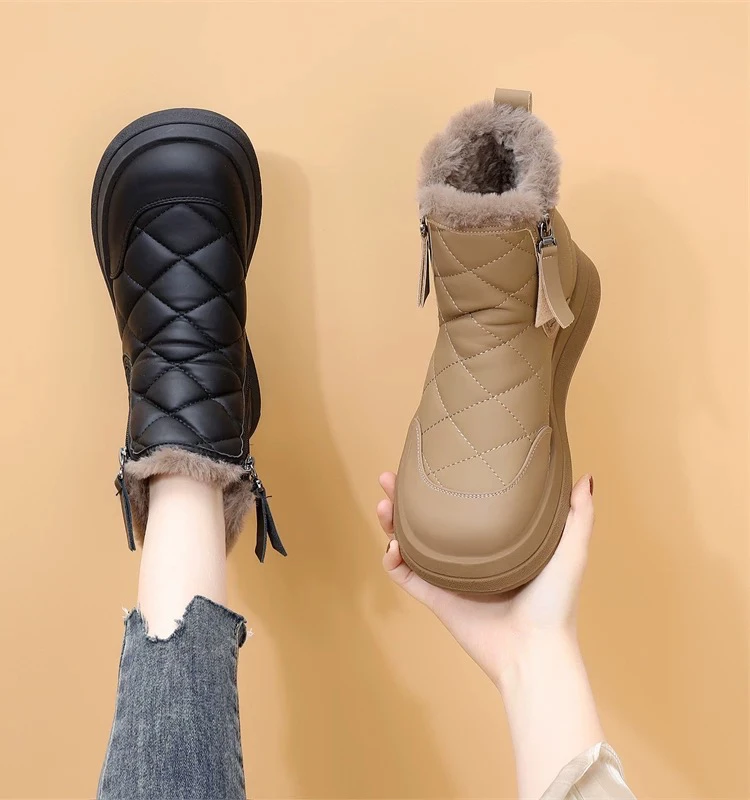 专柜兔貂绒 2025雪地靴女冬季加厚绒防水东北棉鞋防滑软底棉靴子