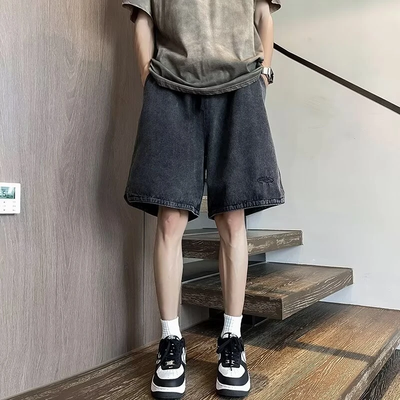 水洗牛仔短裤男夏季新款五分裤运动简约复古休闲中裤潮牌裤子宽松
