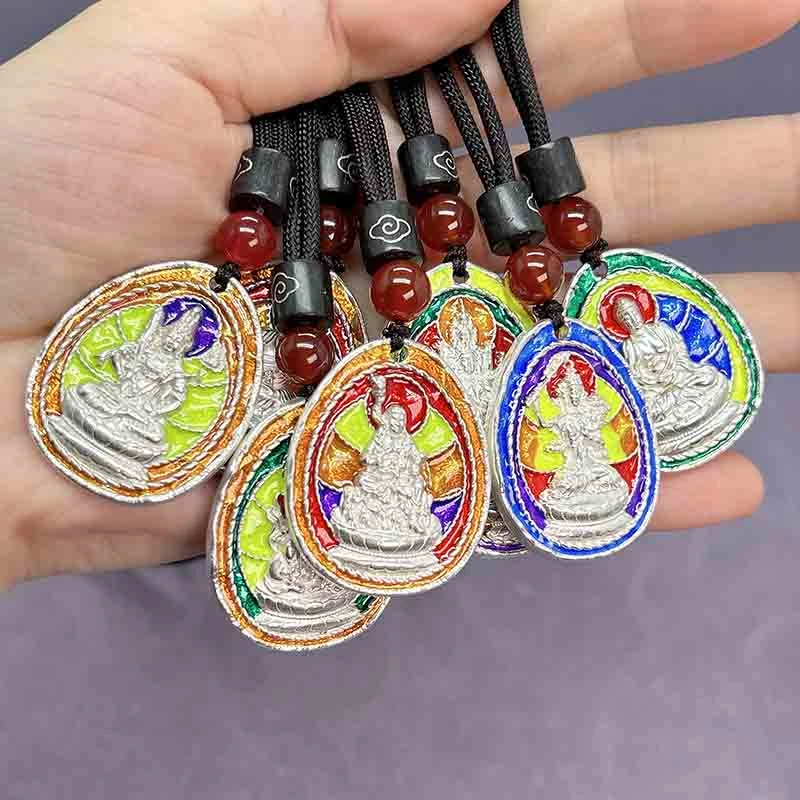 足银银制品 9999珐琅彩八大守护神 时尚纯手工个性彩色五彩项坠
