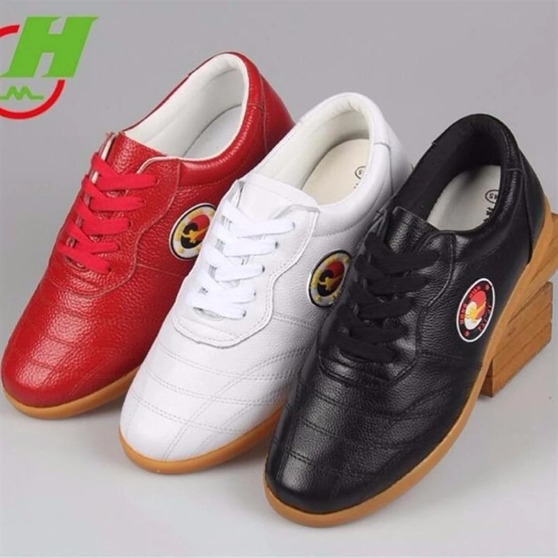 红棉太极鞋夏季牛筋底真皮鞋男女武术鞋春秋运动鞋耐磨训练功夫鞋