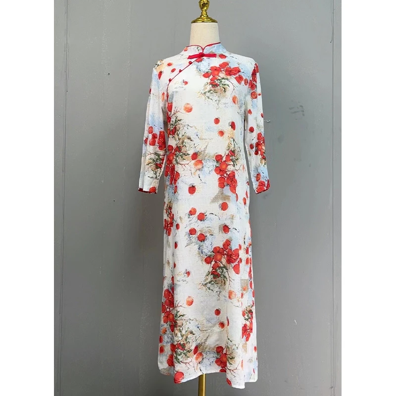 【柿柿如意】7199#夏季文艺新中国风旗袍复古ins改良旗袍大码中长款