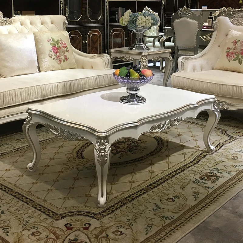 锐森贵族 欧式茶几客厅茶台小户型茶桌实木雕花桌子新古典整装