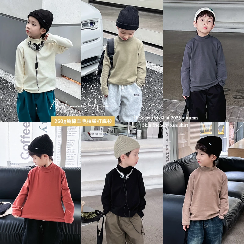 儿童长袖T恤男童打底衫秋款宝宝半高领小男孩2024秋冬装新款上衣5