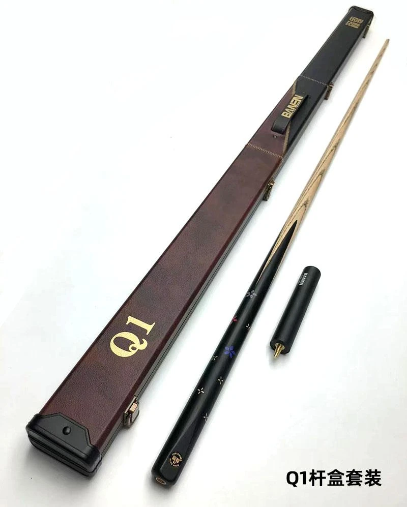 班恩台球杆Q1Q2中式黑八斯诺克小头通杆手工雕刻镶嵌桌球杆杆盒