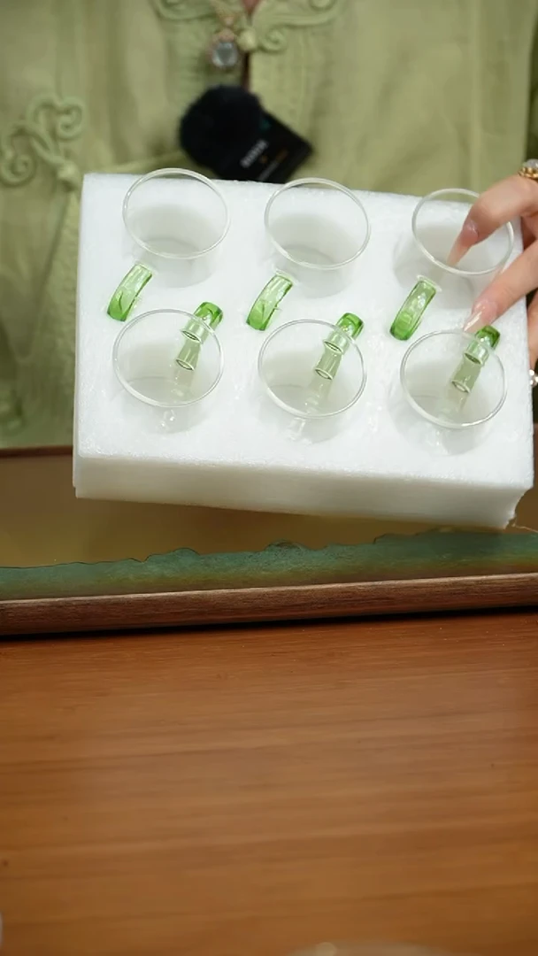 【闪购商品】.手把杯玻璃杯6入湖绿