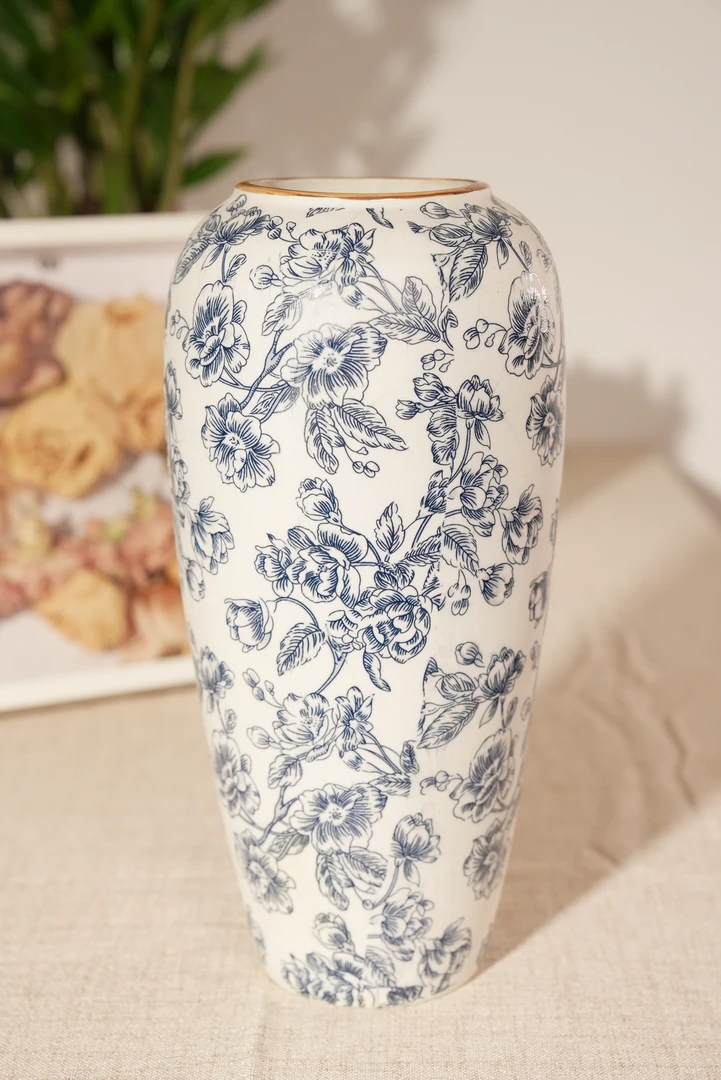 【推荐好物】景德镇新中式青花瓷收口花瓶百搭素雅插花花瓶