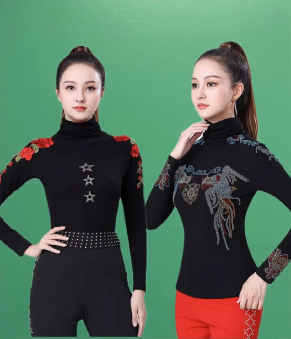 冬季新款广场舞吉他吧烫钻上衣