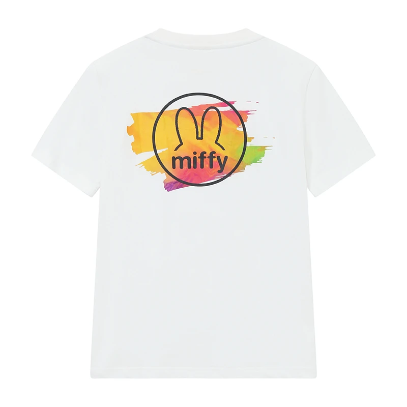 MIFFY/米菲前胸字母太阳花圆领短袖T恤夏季宽松印花3311009212