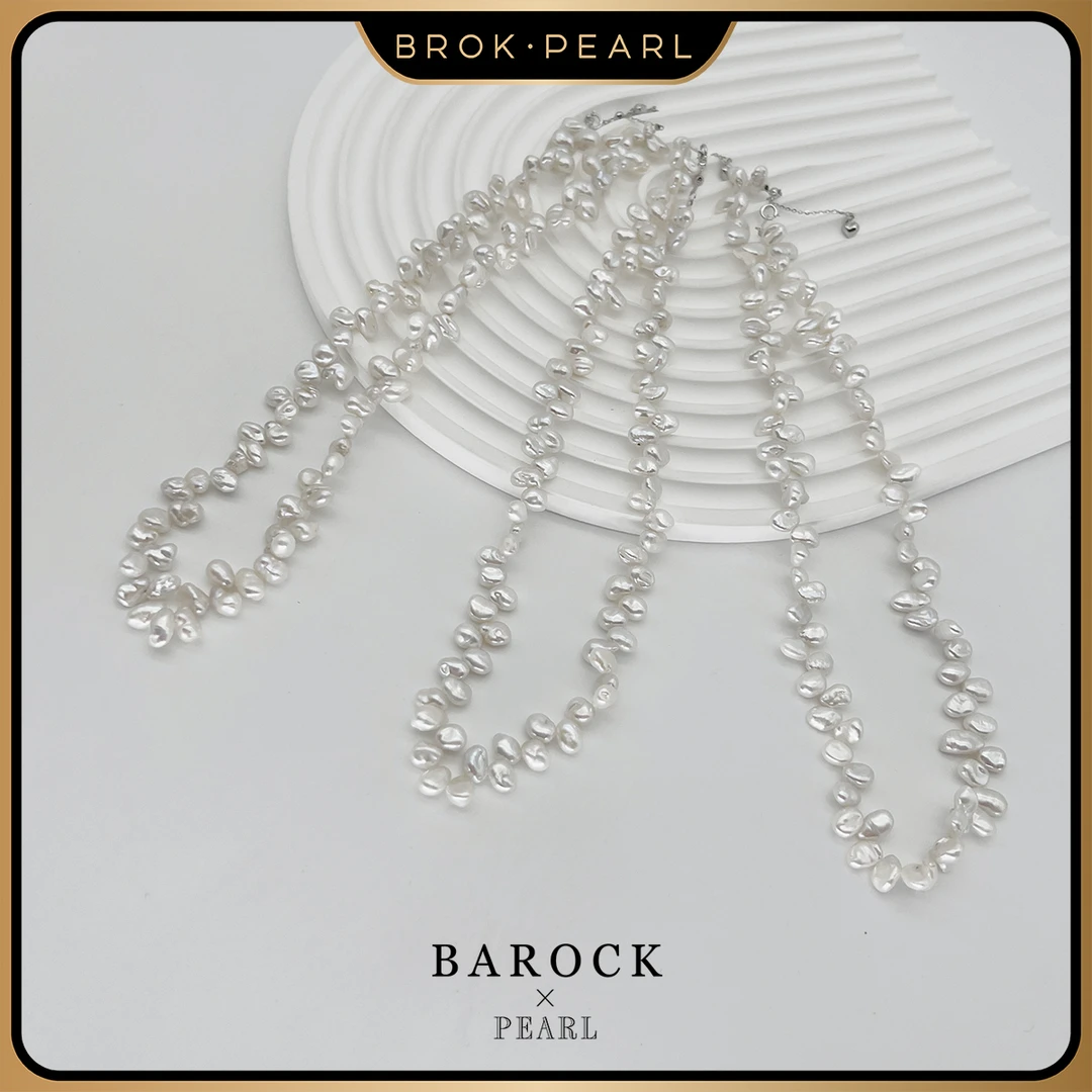 13【GW-43】珍珠碎银子花瓣天然巴洛克明星款项链/多样性发货