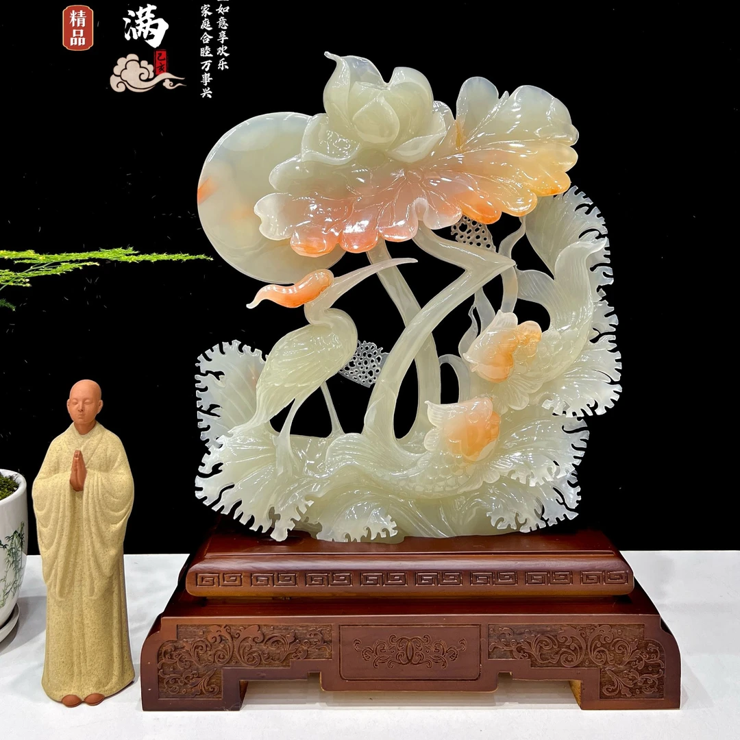 《家庭美满》家居装饰玉石摆件乔迁开业办公室客厅玉石工艺品雕刻