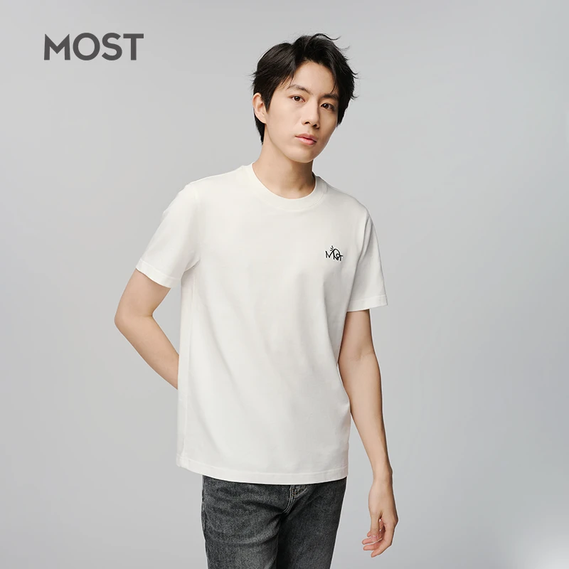 MOST/漠士爆款白色春夏宽松短袖2023新款圆领休闲透气C32106013