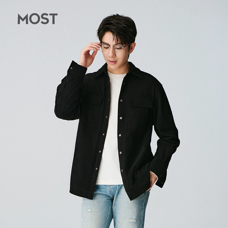 MOST/姆氏德黑色高级感衬衫男长袖外套秋季高端休闲衬衣C43232117