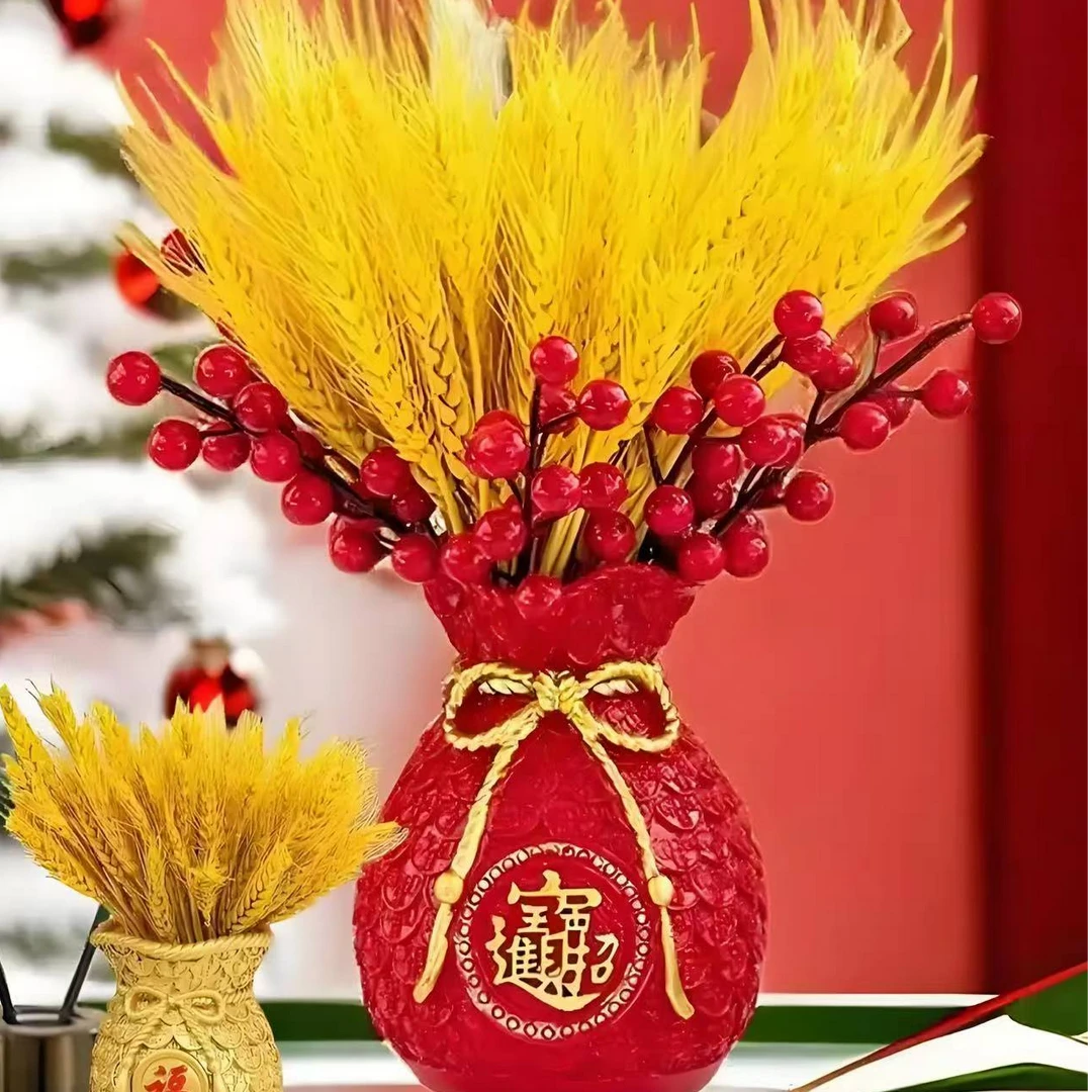 天然黄金大麦干花束福袋钱袋子客厅摆放花金黄麦穗装饰乔迁仿真花