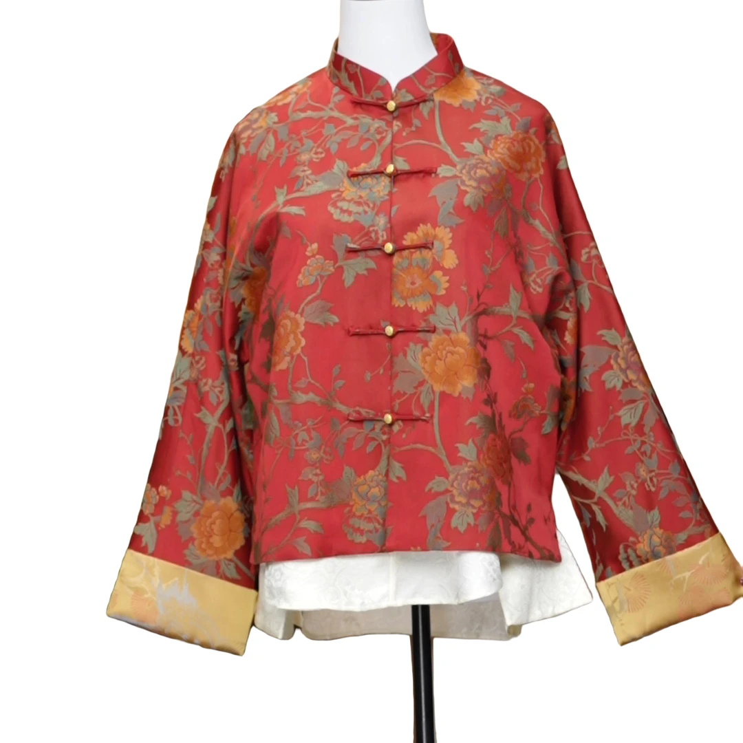 【露华浓】新中式宋锦香云纱外套复古开衫显瘦上衣Y9287上衣女外套