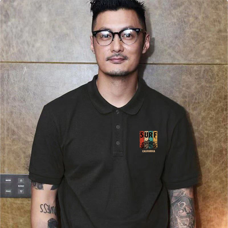 余文乐潮牌polo衫男短袖棉翻领短袖t恤宽松大码美式痞帅工服显瘦