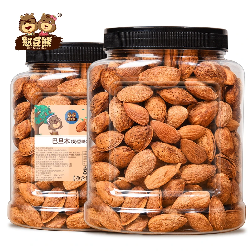 憨豆熊巴旦木罐装108g/500g罐精选扁桃杏仁酥脆手剥薄皮坚果炒货