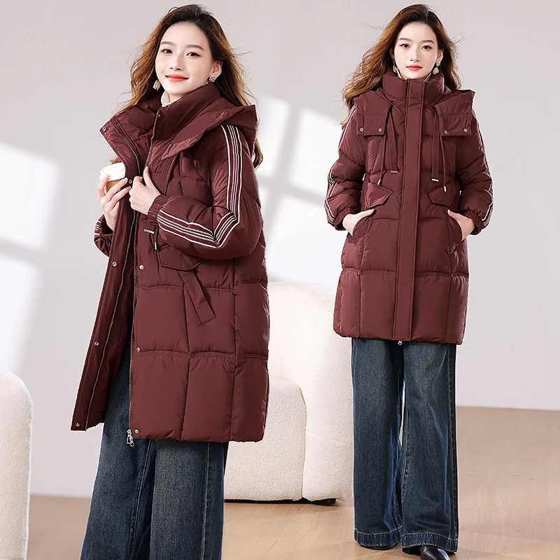 新款棉服冬季保暖外套2024时尚中长款遮肉显瘦加厚棉衣宽松棉袄女