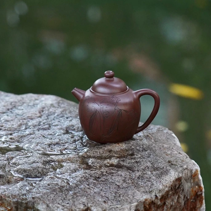 【手印紫砂】永利圈钮 原矿革紫泥 180cc全手精品紫砂壶