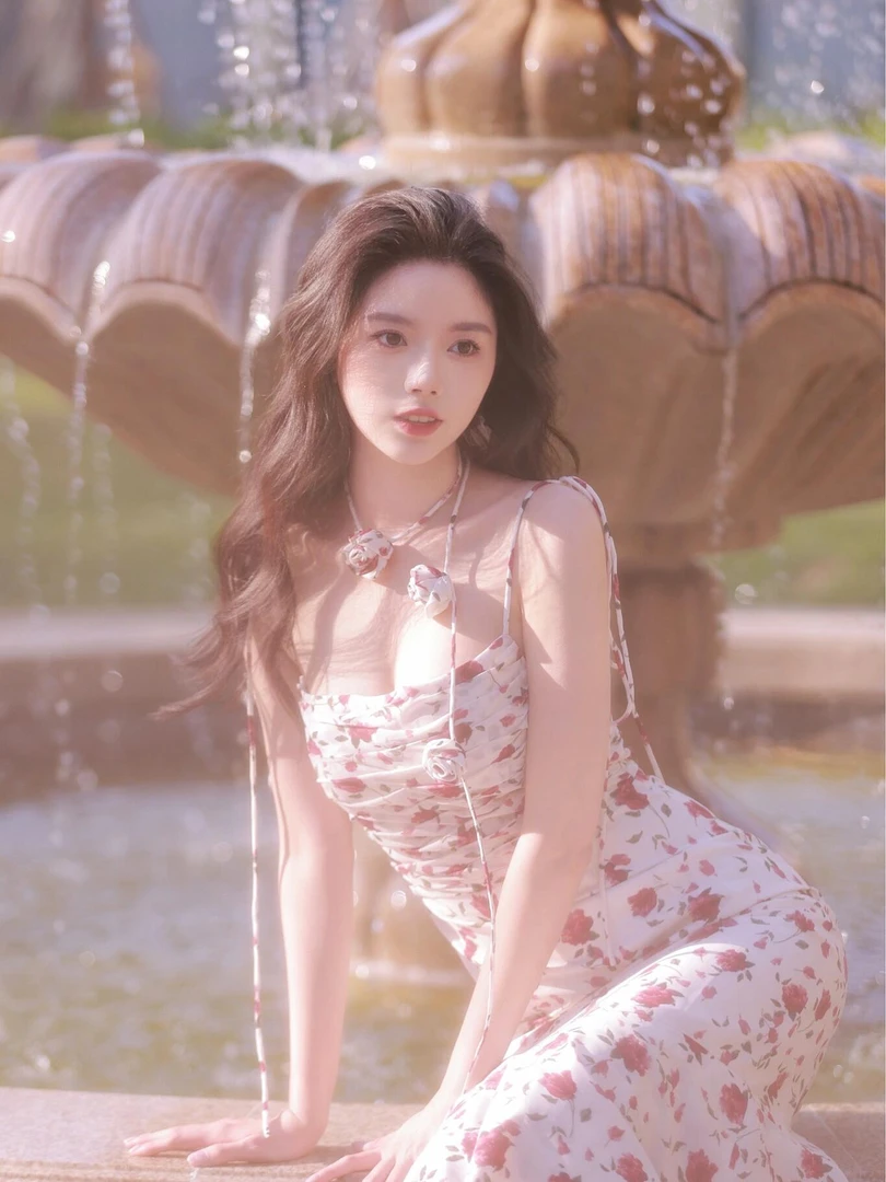 【DÉ MYSTÈRE】夏季新款女装显瘦油画浪漫玫瑰印花连衣裙 GBMQ67990