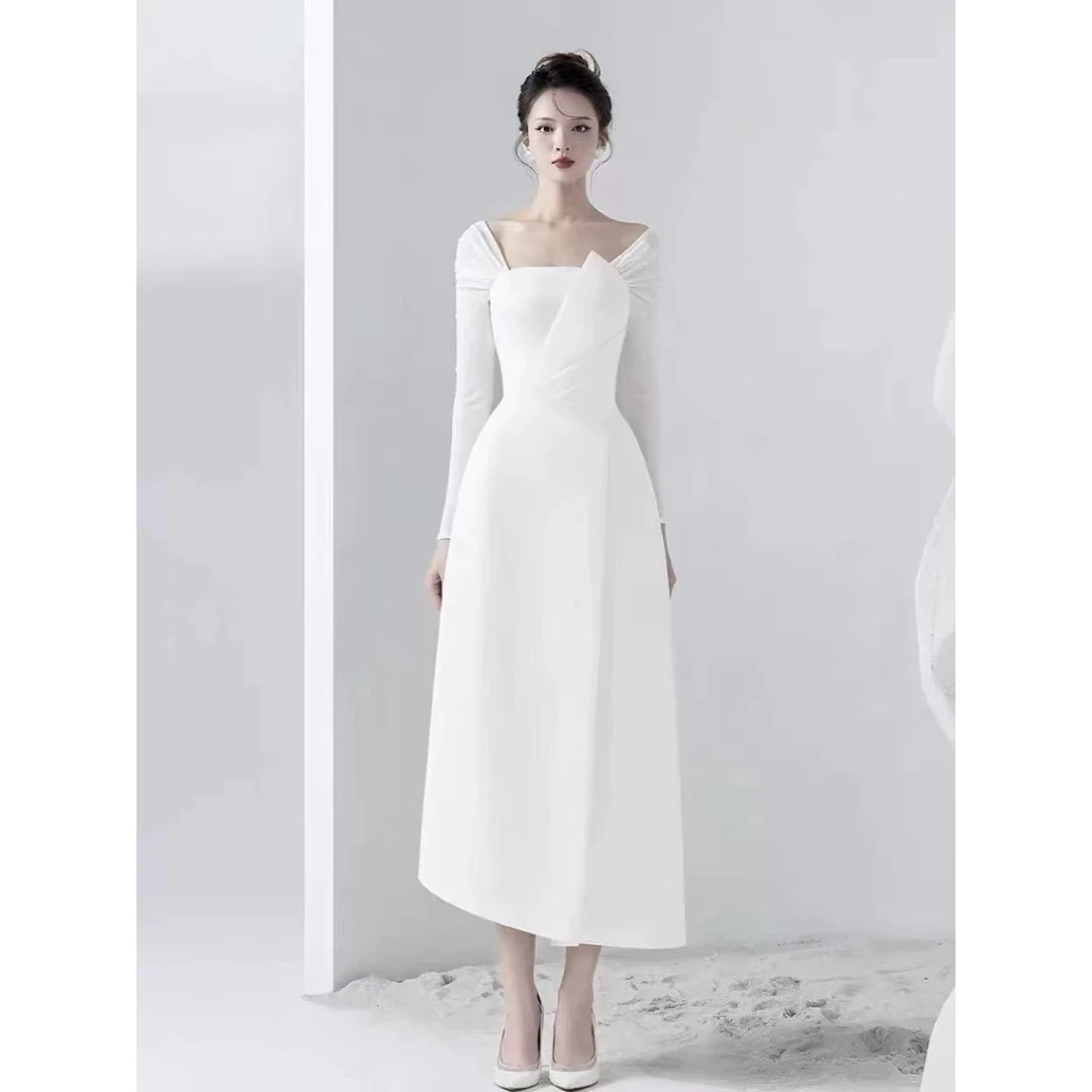 【DE MYSTERE】小众设计师温柔甜美针织长袖拼接礼服裙GXBHES40009