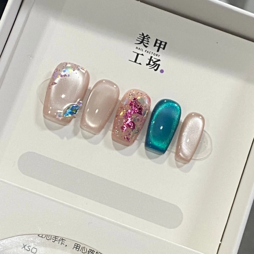 批发专属【西柚那片海】纯手工穿戴甲（不含盒子，不含果冻胶，裸甲）