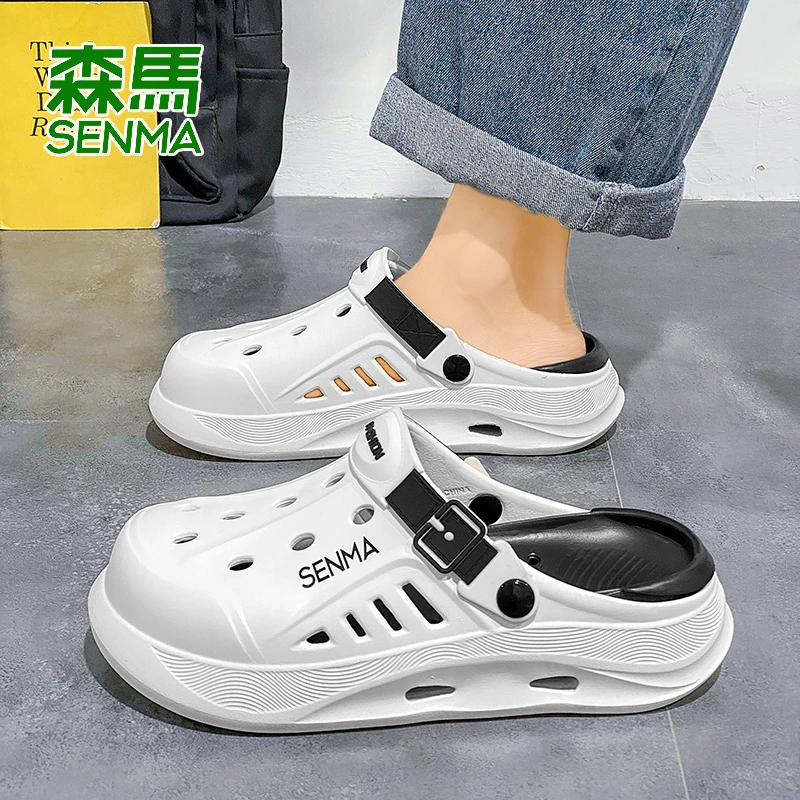 森马正版凉鞋男2025夏季新款休闲包头沙滩鞋男士大码踩屎感洞洞鞋