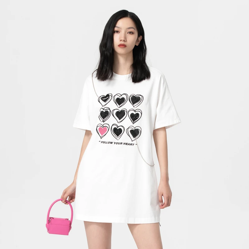 COLOVE【为你心动】百搭休闲连衣裙232U189