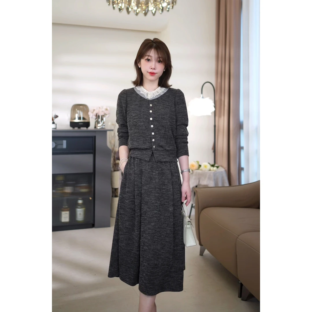 斯洋洋秋冬轻奢休闲时尚小香拉夫领设计长袖针织套装TZ408A046SYY
