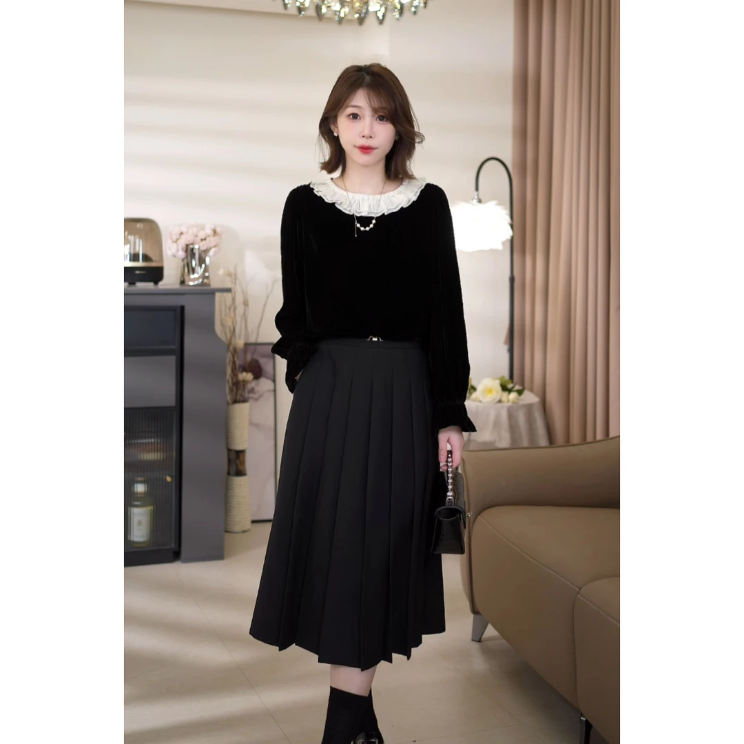 斯洋洋秋冬亲肤气质减龄定制超柔高贵典雅丝绒上衣SY410A014SYY