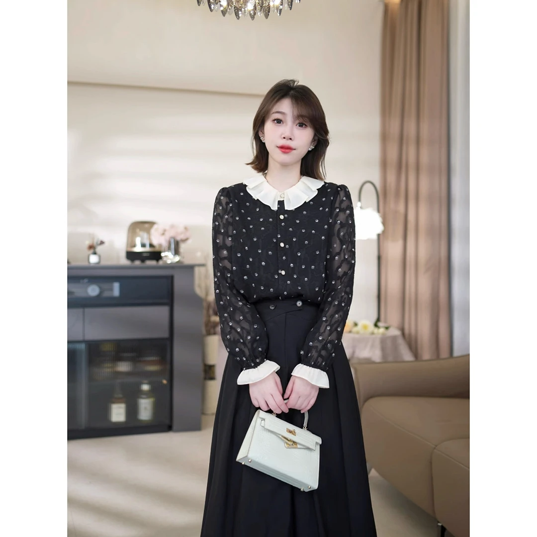 斯洋洋提花时尚显瘦气质通勤衬衫拼接上衣 SY2403029YY