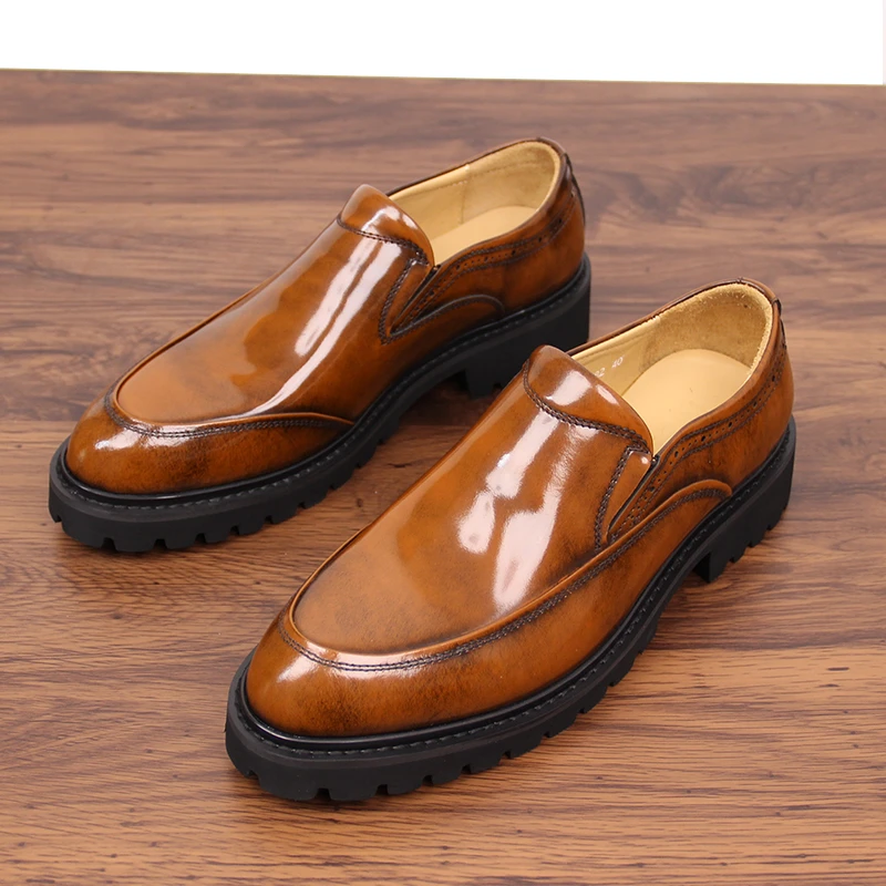复古英伦商务正装皮鞋男士真皮2025新款乐福鞋套脚一脚蹬休闲男鞋