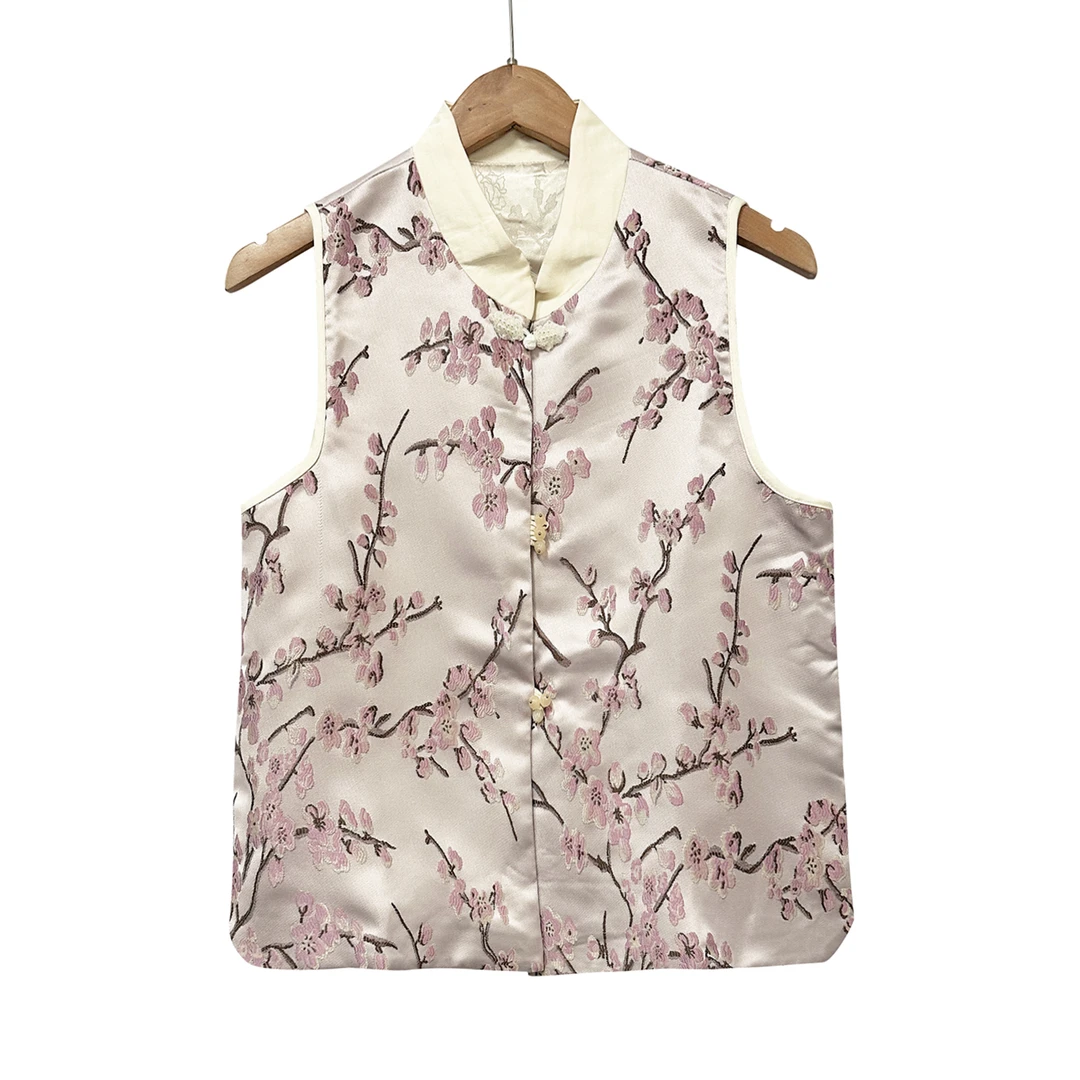 新中式！女士国风复古盘扣提花马甲背心E09