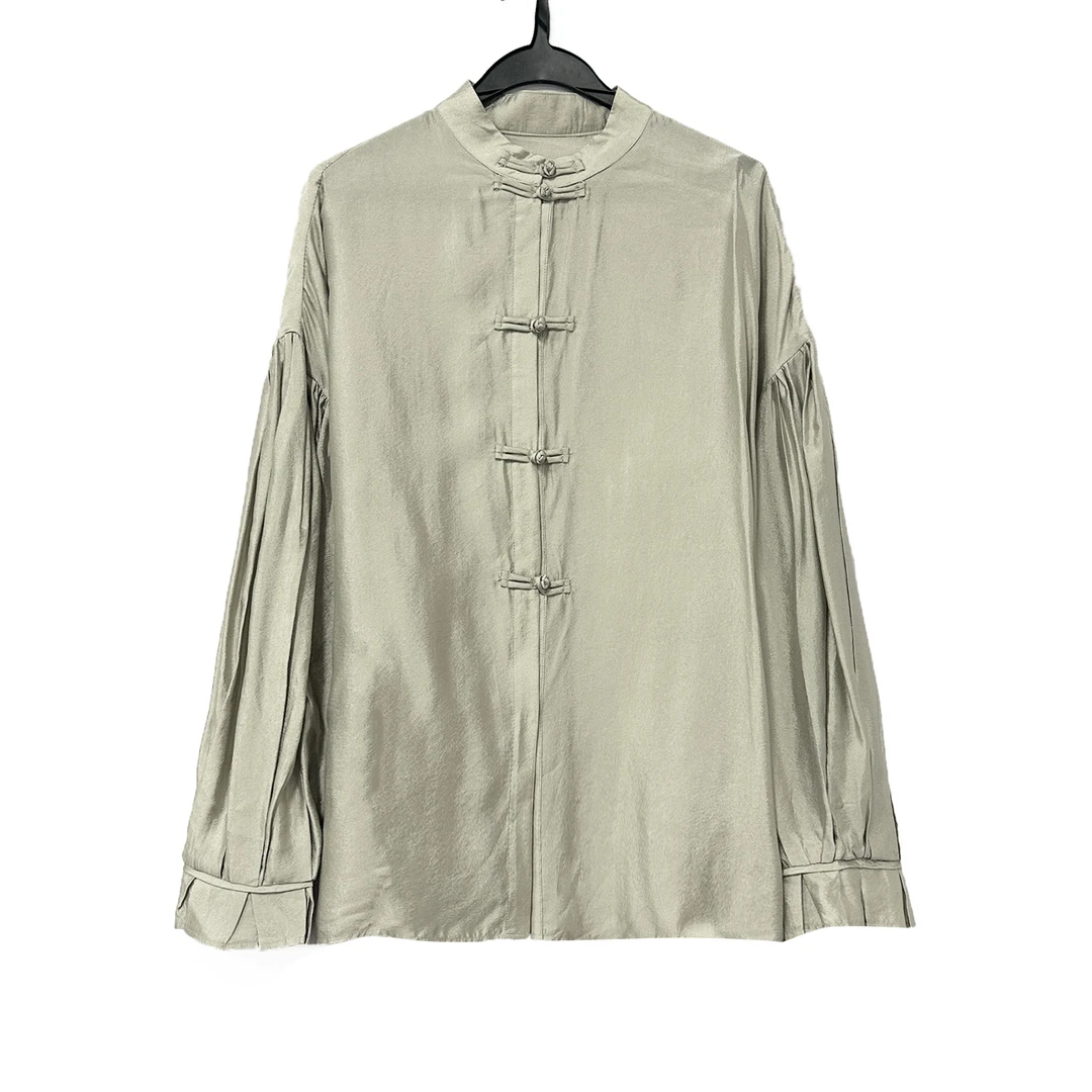 新中式！女士长袖立领国风盘扣衬衫G739