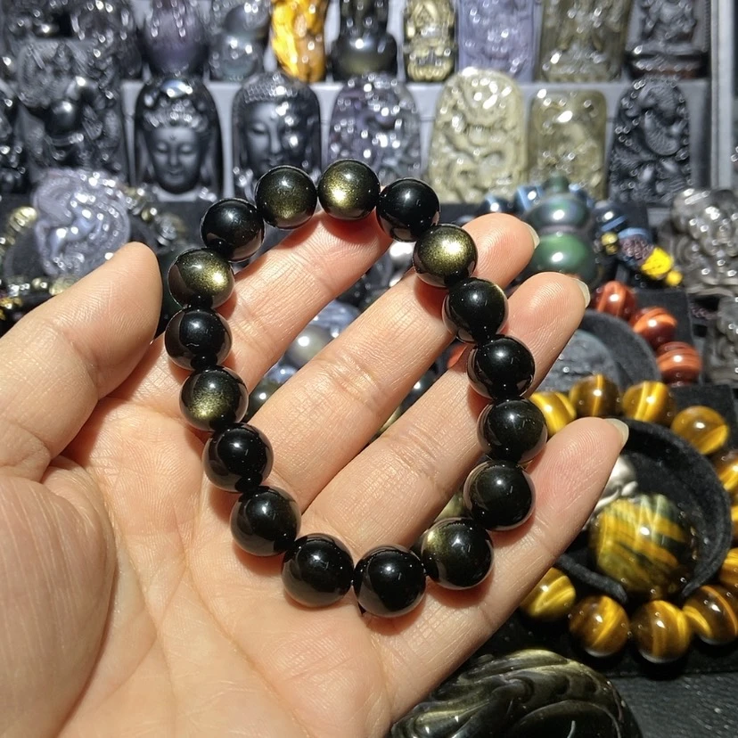 【闪购商品】黑曜岩手链未镶嵌秦***