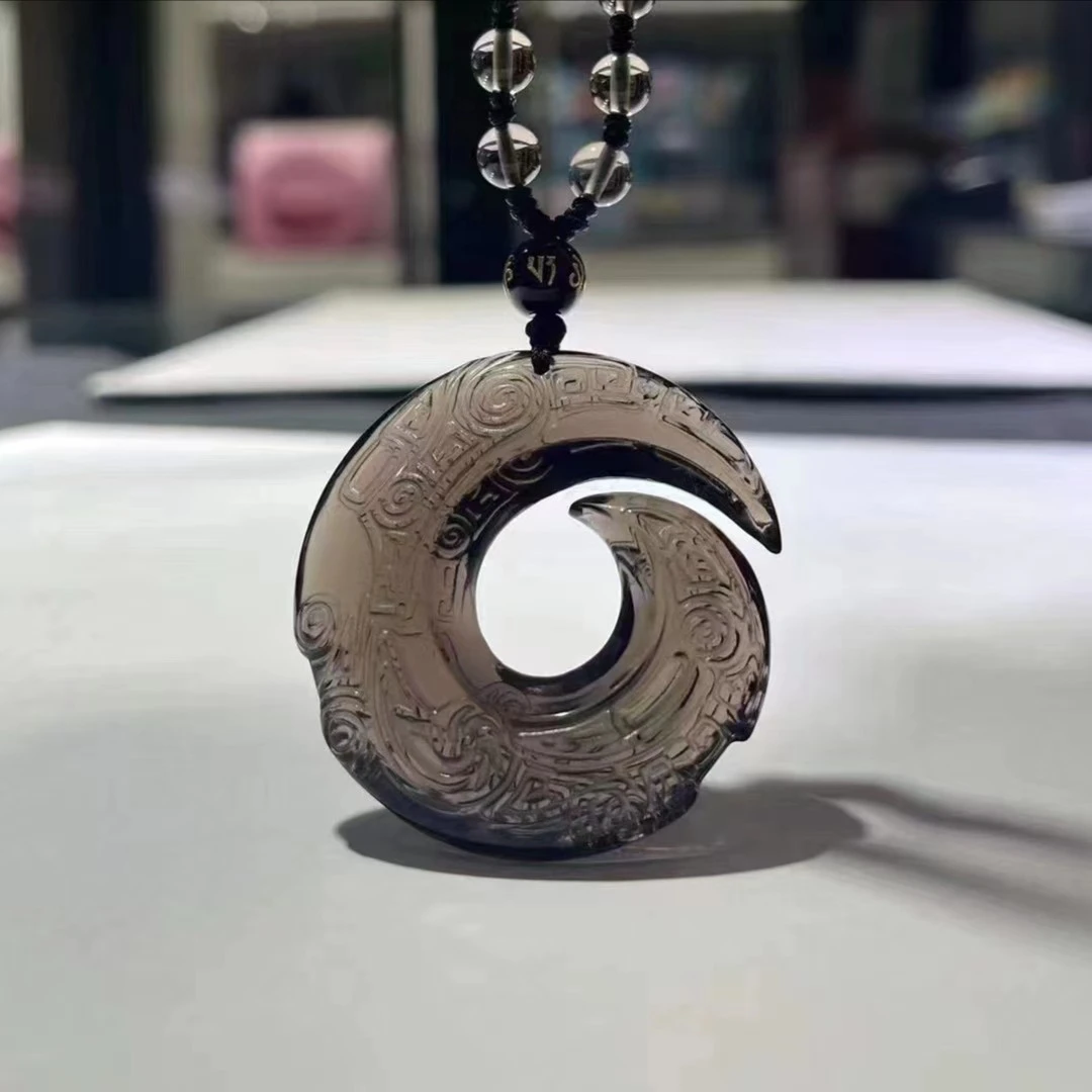 天然冰种黑曜石时来运转吊坠 送棉绳 基地检测发货  有证书平安扣