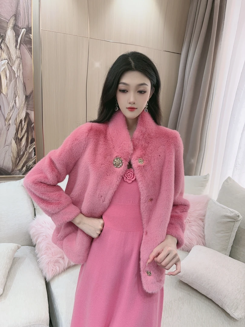 DC【时光清浅】秋冬爆款洋气百搭气质单排大钻扣加厚秋冬款短外套