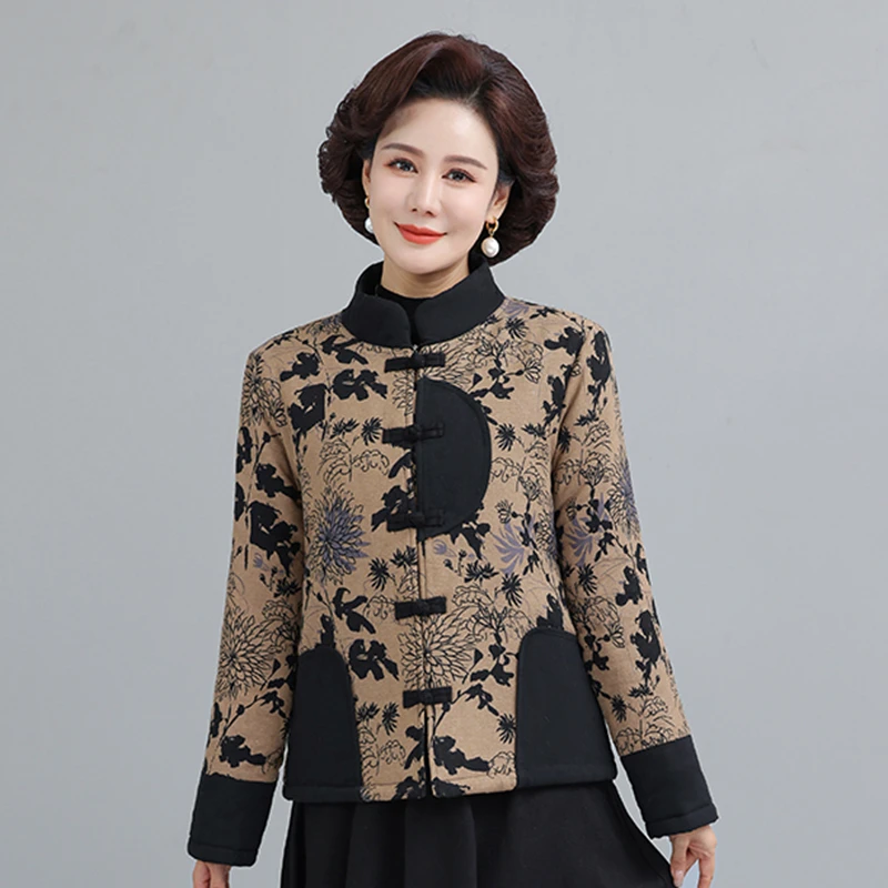 2024新款复古盘扣唐装小棉衣中老年妈妈中式洋气显气质棉袄棉服