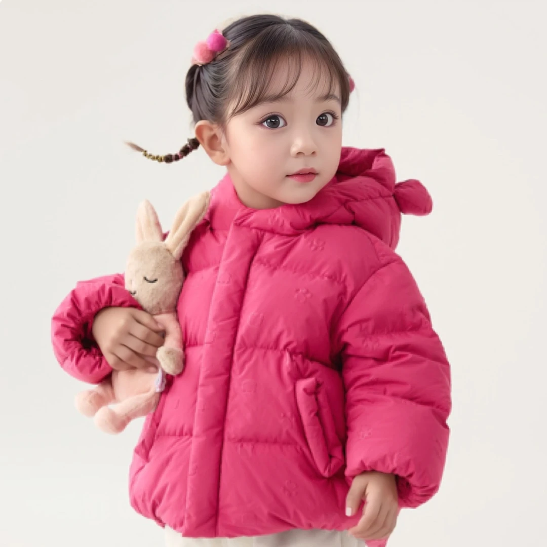 折扣儿童羽绒服冬季加厚保暖外套婴幼儿外出服男女童连帽抗寒上衣