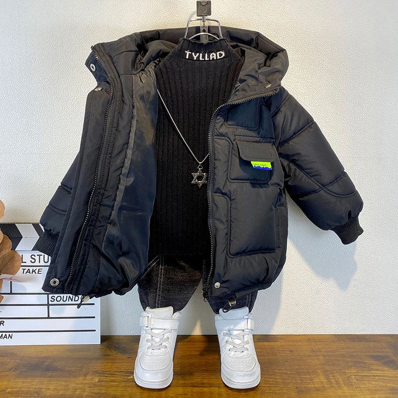 男童冬季中长款棉衣2023新款儿童加厚羽绒衣棉服潮宝宝时髦棉袄外