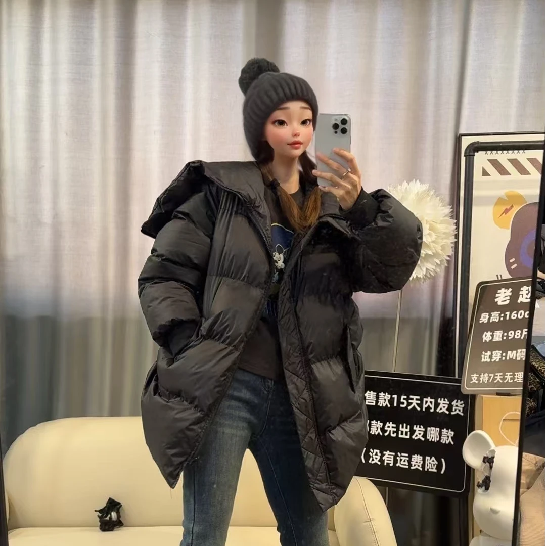 【文乐乐】冬季新款韩版洋气个性海军领可连帽时尚中款棉服88359