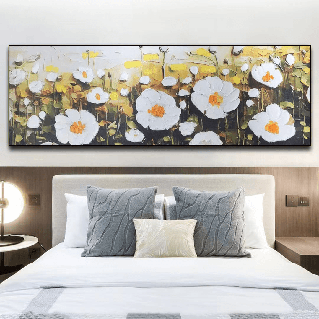 CT  555-11花朵 床头手工砂岩装饰画沙发轻奢背景挂画单幅