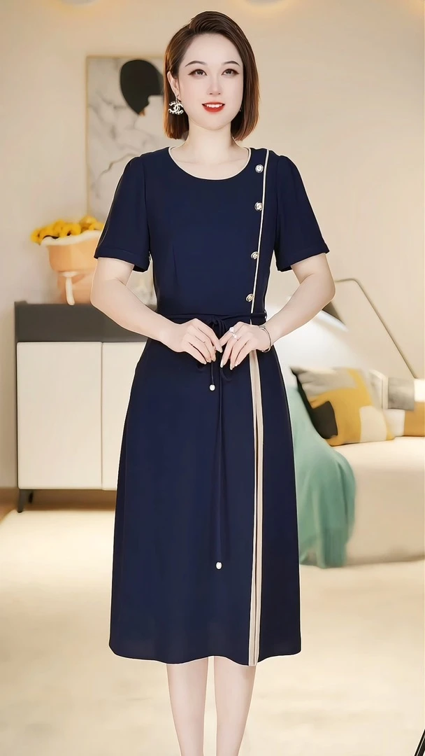 【深圳薇姐清仓】C高端大码显瘦连衣裙送腰带  813