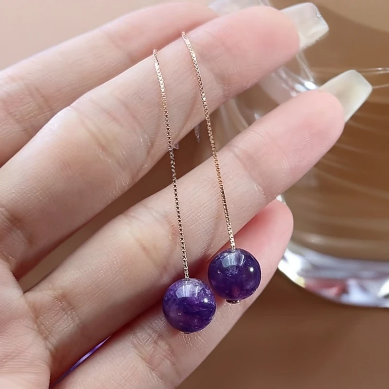 天然紫龙晶可调节耳线-多样性发一